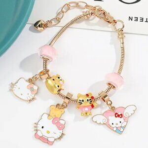 Hello Kitty Charm Bracelet Sanrio Heart Wings Emo Beads Customize Stylish Trendy